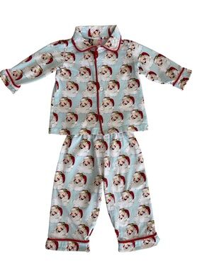 Banana Split Santa Pajamas Set Old Fashioned Vintage 100% Cotton 12 Months Xmas